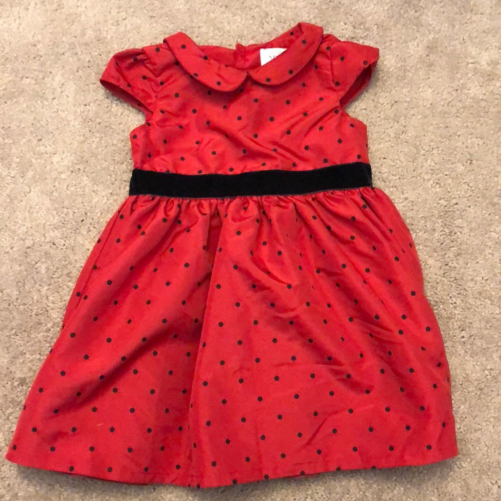 Red and black polka dot dress with tulle Sz 9mos